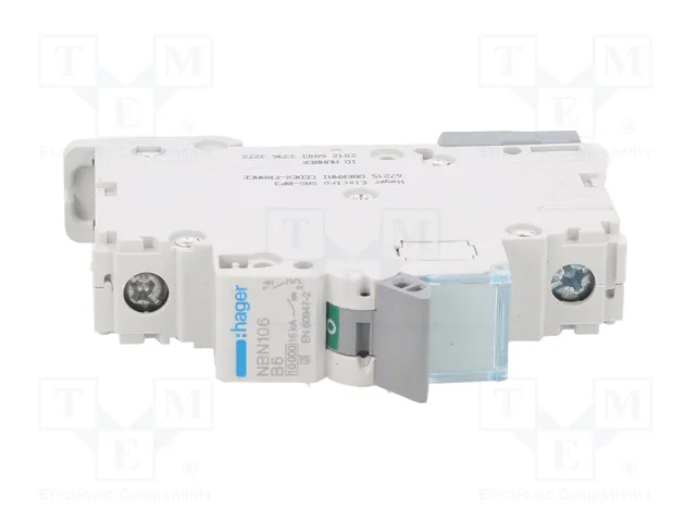 Hager NBN106 Interruptor Magnetotérmico 1 polo 6A B 10kA/15kA Hager NBN106 Interruptor Magnetotérmico 1 polo 6A B 10kA/15kA