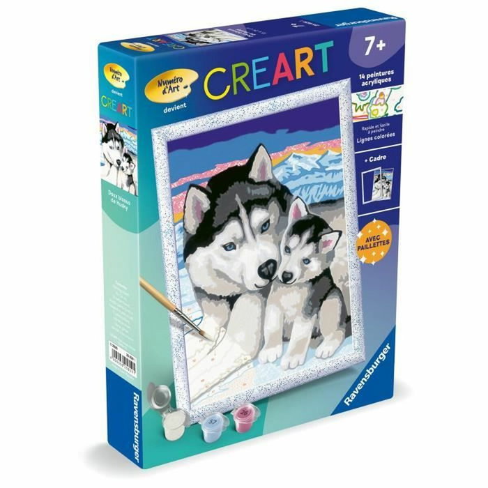 Ravensburger CreArt Kids Kit de pintura por números Besos de Husky (18 x 24 cm)