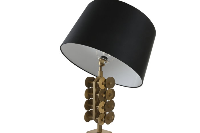DKD Home Decor Lámpara de Sobremesa de Acero Patinado Mate Dorado y Negro