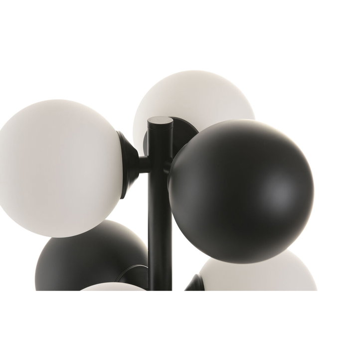 DKD Home Decor Lámpara de Sobremesa de Metal y Cristal con Bolas en Negro y Blanco