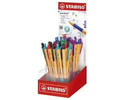 Stabilo Pointball Bolígrafo Retráctil Tinta Aceite Trazo 0,5 mm - Expositor de 38 Unidades (10 Azul, 10 Negro, 5 Verde, 5 Rojo, 4 Lila, 4 Turquesa)