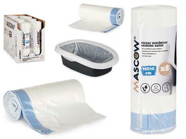 Mascow Bolsa Higienica Arenero Gatos 90x40 cm 8uds Plastico Polietileno Blanco Con Autocierre Tricapa (Set de 8)