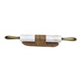 DKD Home Decor Rodillo de Mármol y Acacia Blanco y Dorado 45x5,5x8 cm