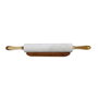 DKD Home Decor Rodillo de Mármol y Acacia Blanco y Dorado 45x5,5x8 cm