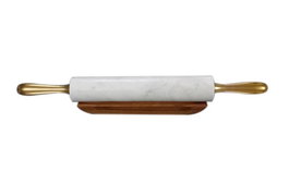 DKD Home Decor Rodillo Glam Blanco Dorado 45 x 5.5 x 8 cm Marmol Acacia Metal