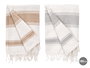 Giftdecor Multiusos de Tela a Rayas en Colores Beige, Gris y Blanco, Surtidos, 180 x 170 cm, 90% Algodón 10% Poliéster, GSM 175 (Set de 12)