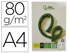 Liderpapel Papel Reciclado A5 80g, Paquete de 250 Hojas, Blanco, Multifunción, Formato 148 x 210 mm