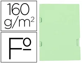 Liderpapel Subcarpeta Folio Verde Tres Uñeros Plastificada 160g/m2