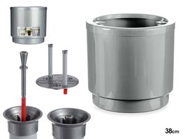 Ibergarden Maceta Plástico con Reserva de Agua 38 cm Plata (Set de 2)