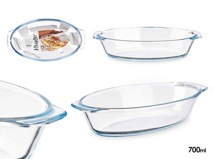 Vivalto Bandeja Ovalada Borosilicato con Asas 700ml Transparente 23x13x5.3 cm (Set de 18) Vivalto Bandeja Ovalada Borosilicato con Asas 700ml Transparente 23x13x5.3 cm (Set de 18)
