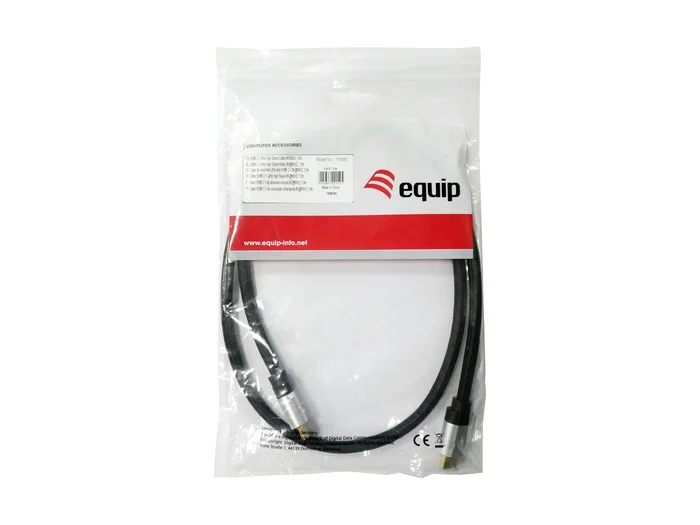 Equip 119380 Cable HDMI 2.1 Ultra High Speed con Ethernet 1m Negro, 48 Gbps, 8K/60Hz, 4K/120Hz, HDR, eARC, VRR, Compatible 3D