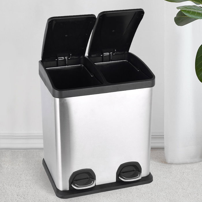 Confortime Cubo Reciclaje con Pedal 2x15L - 36x41x47.5 cm