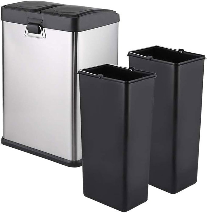 Confortime Cubo Reciclaje con Pedal 2x15L - 36x41x47.5 cm