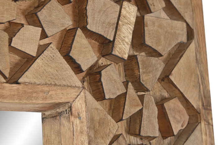 DKD Home Decor Espejo de Mango y Cristal con Detalles de Troncos 3D Natural