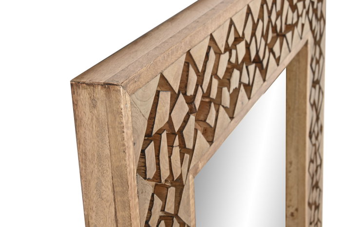 DKD Home Decor Espejo de Mango y Cristal con Detalles de Troncos 3D Natural