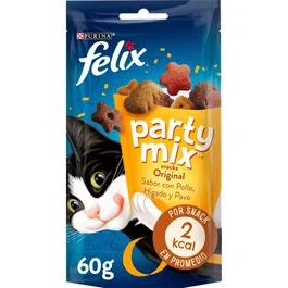 Purina Felix Feline Party Mix Original Alimento Seco para Gatos con Proteínas de Cordero, 8 x 60 gr