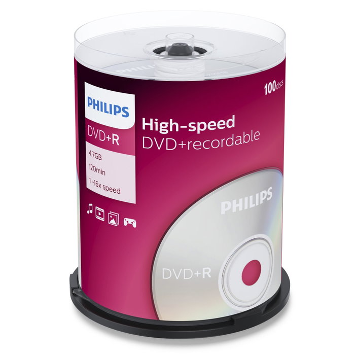 Philips DVD+R DR4S6B00F/00 4,7GB 16x (100 Unidades) Philips DVD+R DR4S6B00F/00 4,7GB 16x (100 Unidades)