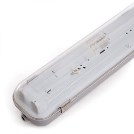 Pack 4 Equipo Estanco Para Dos Tubos Leds 1200Mm Abs/Pc clips acero inoxidable