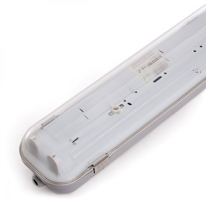 Pack 4 Equipo Estanco Para Dos Tubos Leds 1200Mm Abs/Pc clips acero inoxidable