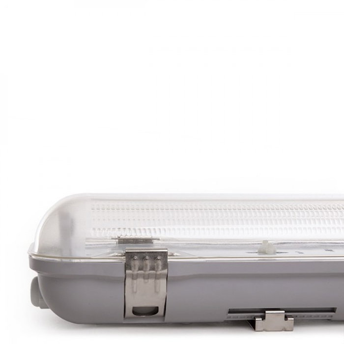 Pack 4 Equipo Estanco Para Dos Tubos Leds 1200Mm Abs/Pc clips acero inoxidable