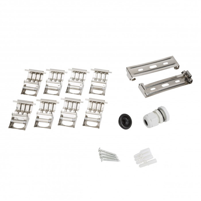 Pack 4 Equipo Estanco Para Dos Tubos Leds 1200Mm Abs/Pc clips acero inoxidable