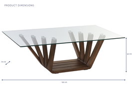 DKD Home Decor Mesa Centro Rebeca Moderno Nogal Cristal Marron Transparente 70 x 42 x 130 cm