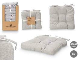 Giftdecor Set 2 Cojines Silla Gris Claro 40x40 cm (Set de 6)