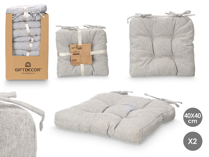 Giftdecor Set 2 Cojines Silla Gris Claro 40x40 cm (Set de 6) Giftdecor Set 2 Cojines Silla Gris Claro 40x40 cm (Set de 6)