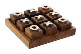 DKD Home Decor Set de Juego Tic Tac Toe de Mango y Metal