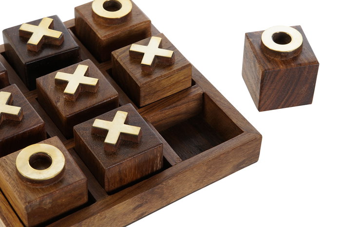 DKD Home Decor Set de Juego Tic Tac Toe de Mango y Metal