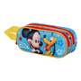 Disney Mickey Mouse Estuche Portatodo Escolar 3D Doble Compartimento Cremallera Azul 1.5L Poliéster EVA