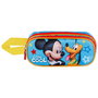 Disney Mickey Mouse Estuche Portatodo Escolar 3D Doble Compartimento Cremallera Azul 1.5L Poliéster EVA