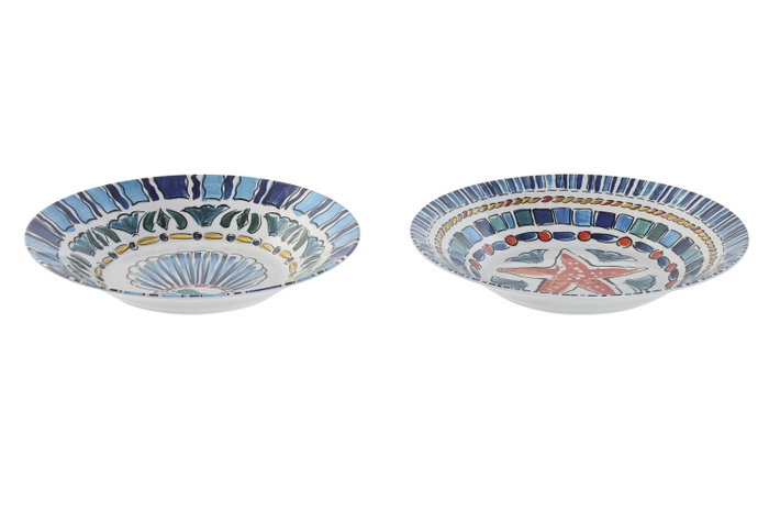 DKD Home Decor Plato de Melamina Atenas 23x23x3,6 cm Surtido de 2 Colores