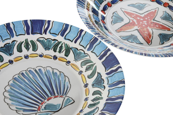DKD Home Decor Plato de Melamina Atenas 23x23x3,6 cm Surtido de 2 Colores