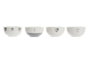 DKD Home Decor Set de 12 Cuencos de Porcelana New Bone Corazones Gris Surtido de 4