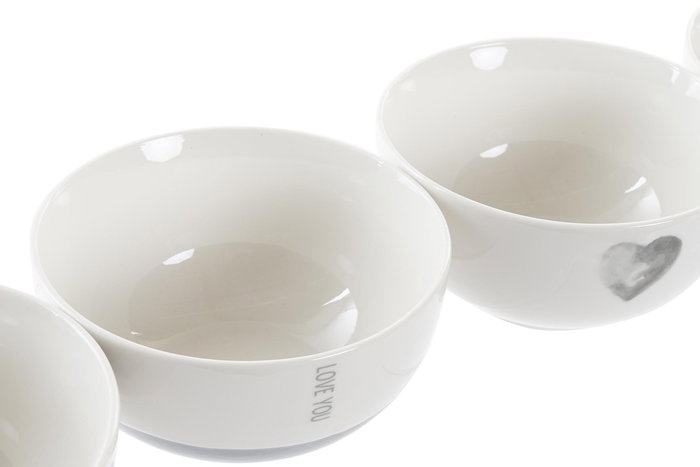 DKD Home Decor Bol Gris Porcelana 13 x 6.8 x 13 cm (12 Unidades)