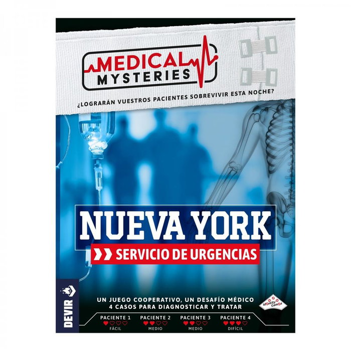 Devir Medical Mysteries New York Juego de Mesa Cooperativo Medicina Misterio Suspenso 4 Casos Clínicos