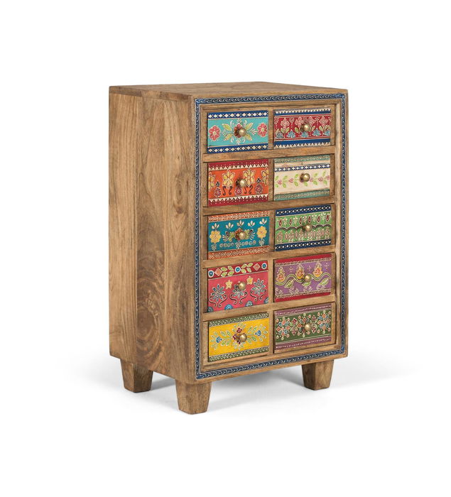 Giner y Colomer Mueble Auxiliar de Madera de Mango con 10 Cajones Pintados a Mano