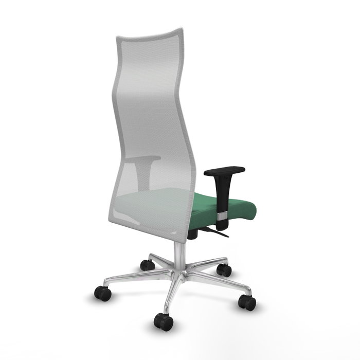 PIQUERAS Y CRESPO Sillón Albacete con mecanismo Sincro, Tela Verde esmeralda y Malla Blanco