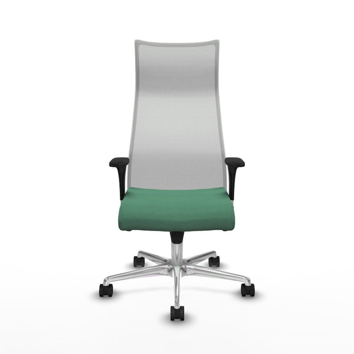 PIQUERAS Y CRESPO Sillón Albacete con mecanismo Sincro, Tela Verde esmeralda y Malla Blanco