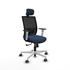 PIQUERAS Y CRESPO Silla de oficina Yunquera con mecanismo Sincro, Azul marino y Negro