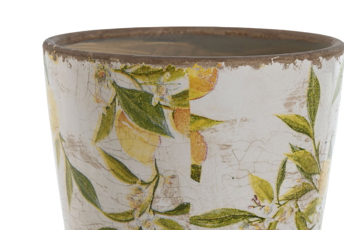 Macetero Shabby DKD Home Decor Amarillo Blanco 14 x 14 x 14 cm (2 Unidades)