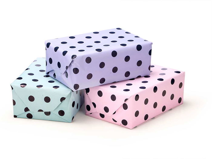 Arte Regal Rollo Papel Regalo 70x200 cm Lunares Surtidos Colores Morado Rosa Verde 60 g/m2 (Set de 50)