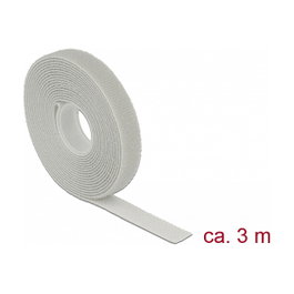 DeLOCK 18275 Cinta de velcro en rollo Gris 3 m x 13 mm