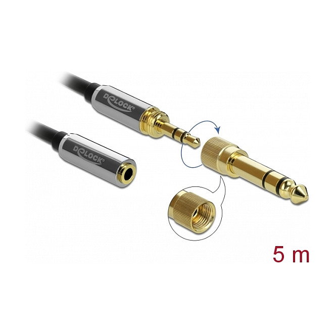 DeLOCK Cable de audio 3,5 mm con adaptador de 6,35 mm, 5 m DeLOCK Cable de audio 3,5 mm con adaptador de 6,35 mm, 5 m