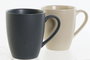 DKD Home Decor Set de 4 tazas de gres y rubberwood Beige y Gris oscuro Lianfeng 21