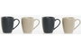 DKD Home Decor Set de 4 tazas de gres y rubberwood Beige y Gris oscuro Lianfeng 21