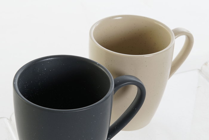 DKD Home Decor Set de 4 tazas de gres y rubberwood Beige y Gris oscuro Lianfeng 21 DKD Home Decor Set de 4 tazas de gres y rubberwood Beige y Gris oscuro Lianfeng 21