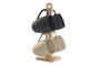 DKD Home Decor Set de 4 tazas de gres y rubberwood Beige y Gris oscuro Lianfeng 21