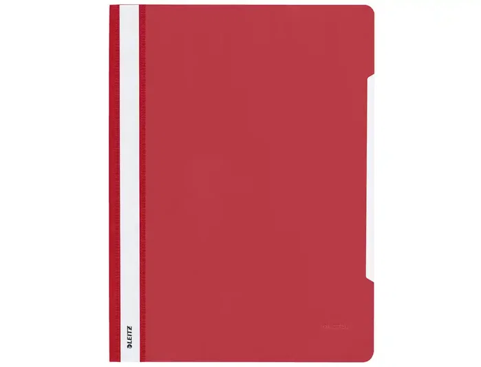 Leitz Carpeta Dossier Fastener Din A4 Rojo Tapa Transparente 250 Hojas Caja 25 Unidades
